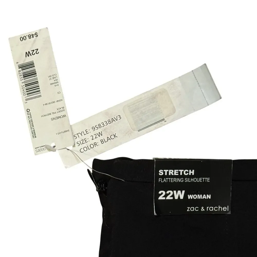 Zac & Rachel Woman Plus Black Comfort Stretch A-Line Knee Length Skirt Size 22W